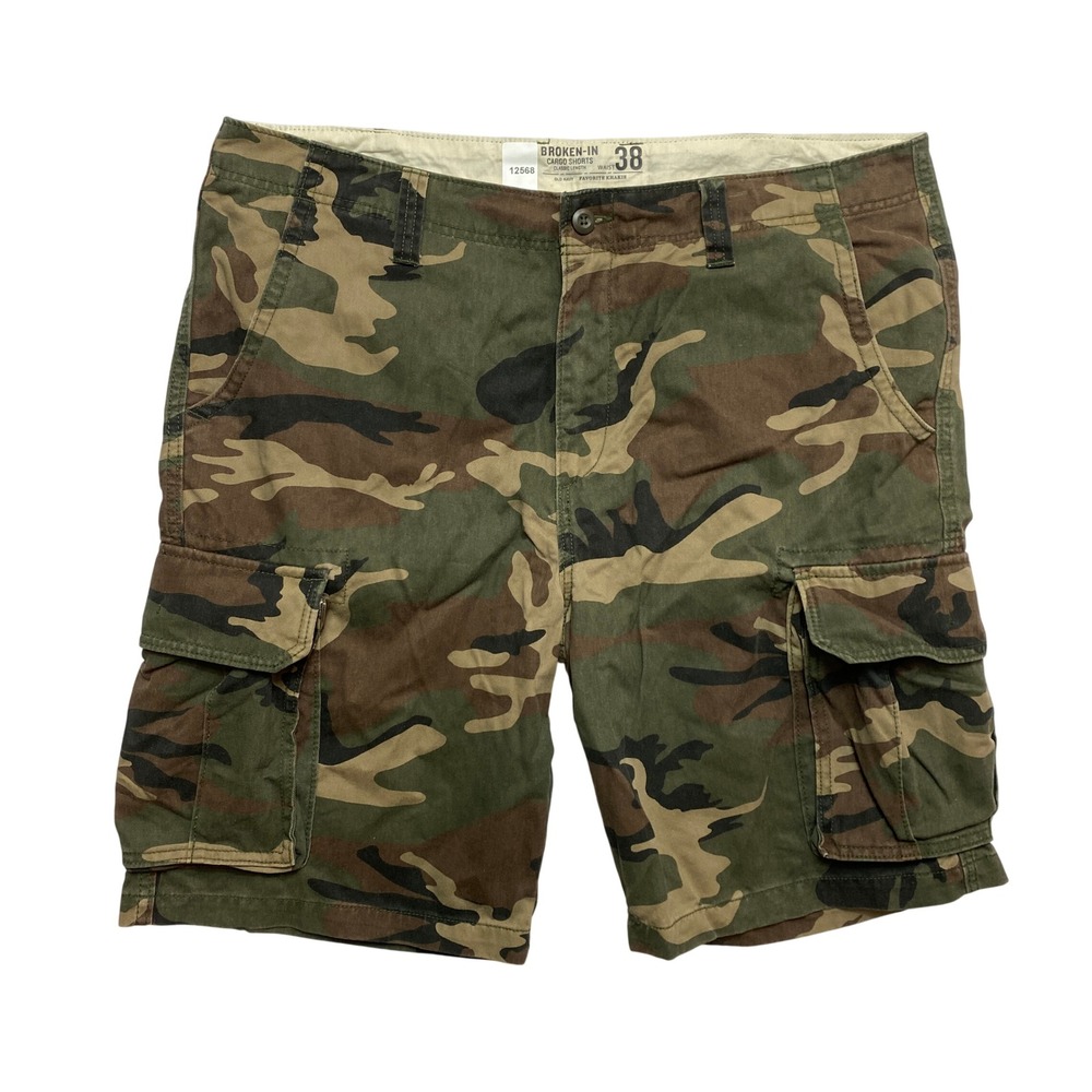 Old Navy Cargo Shorts Mens 38 Camo Broken-In Favorite Khakis Classic Length